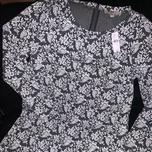 LOFT Long sleeve dress New With Tag Grey/White